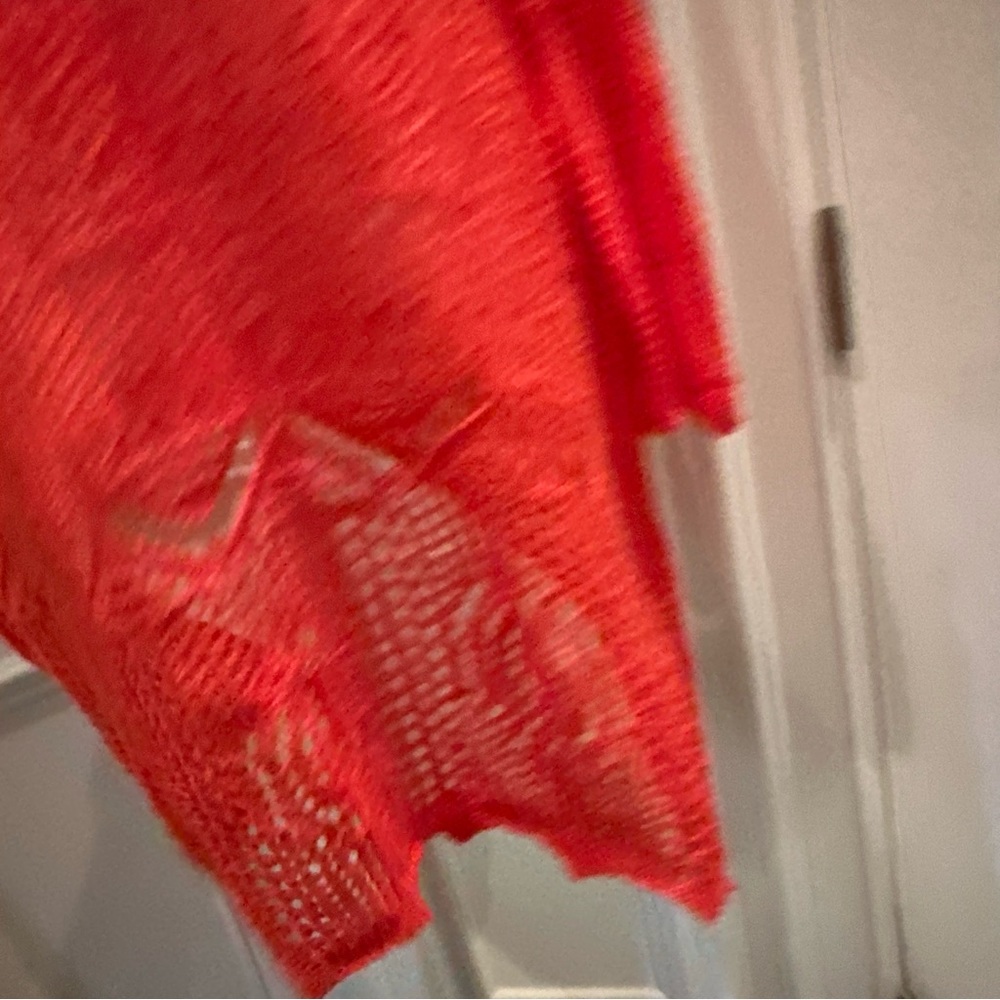 Jeanne Pierre Womens Sz L Coral Crochet Tunic Sweater 3/4 Sleeves Beach Coverup - Picture 4 of 8